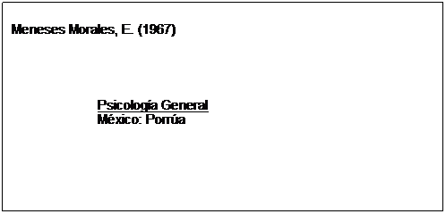 Text Box: Meneses Morales, E. (1967)          Psicología General  México: Porrúa  